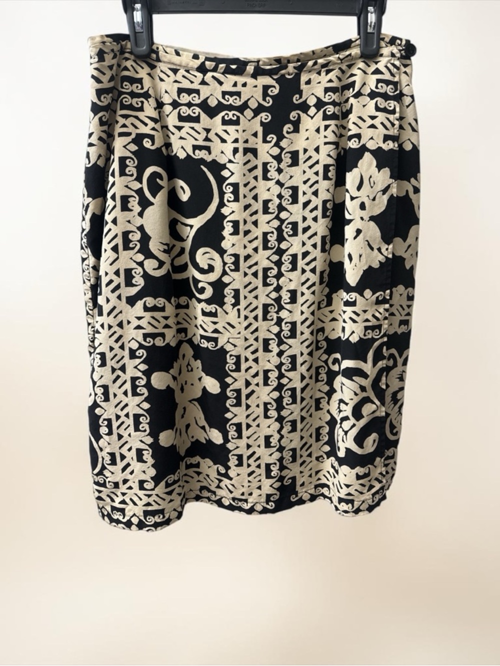 Doncaster Black and Cream Printed Vintage Pencil Skirt